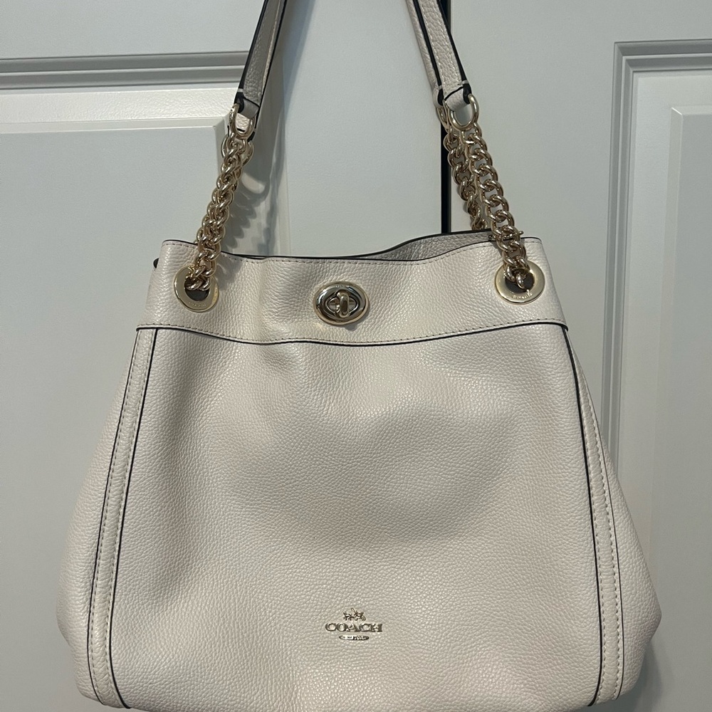 Coach Purse, creamy white leather. Medium size bag.